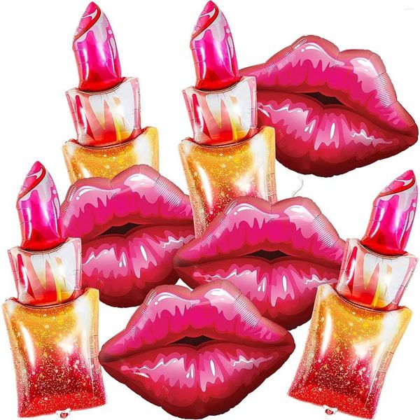 Parti dekorasyonu 8pcs dev ruj folyo balonlar kırmızı dudak topları düğün makyaj teması kızlar sevgililer günü doğum günü gelin
