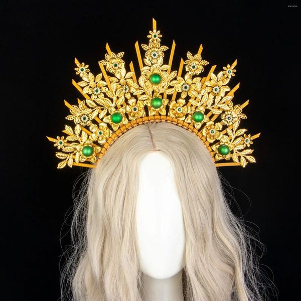 Partyversorgungen Ins Po Requisiten Gold Spiked Halo Crown Mary Apollo Sonne Engel Göttin Gothic Goth Kopfbedeckung für Braut Poshoot