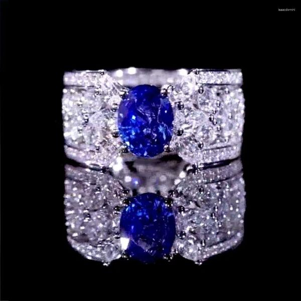 Ringos de cluster Sapphire Diamond Ring Real 925 Sterling Silver Engagement Weanding Wand Wand