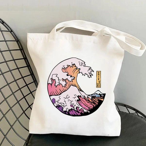 Sacchi per la spesa grande sacca d'onda Bolso borsetta shopper riutilizzabile tote riciclo cabas pieghevole sac sacs toile tela spalla