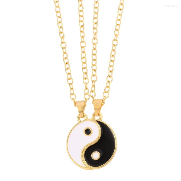 Correntes que vendem o colar do esmalte Yin Yang Tai Chi para homens do presente de aniversário do BFF Amigos Casal de Matching Pinging