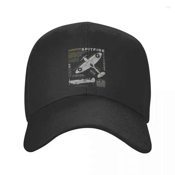 Top Caps Punk Unisex Spitfire Beyzbol Kapağı Yetişkin Savaş Pilot Uçak Uçak Ayarlanabilir Dad Şapkası Kadın Erkekler Açık