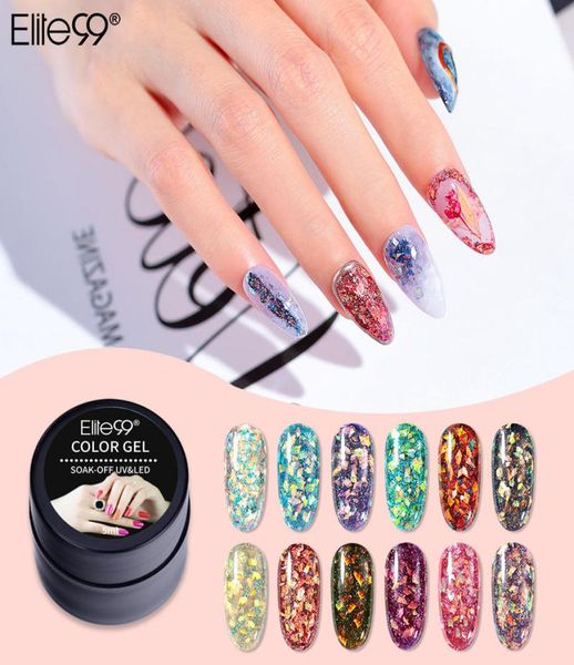 Elite99 5ml Glitzer Gel Nagellack Semipermanent UV Lack aus Einweichen von Pailletten Gel Polnisch Nagelkunst Maniküre Lack 9137067