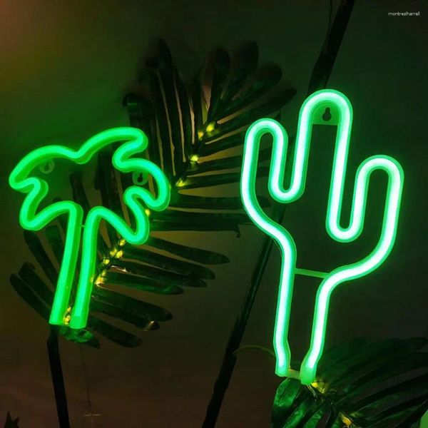 Lampade da tavolo festa Led Night Light Night Neon Wall Art Decoration per albero di Natale Cactus non gonfio USB/batteria operata 3