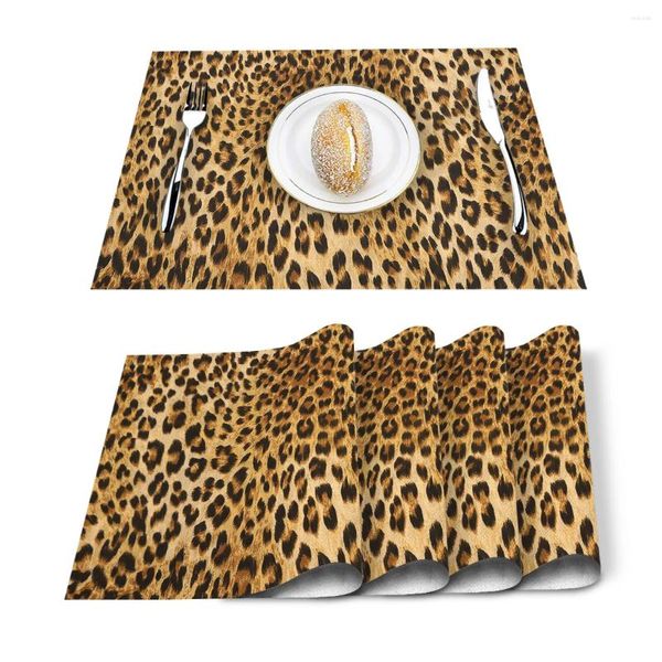 TABELA MATS ANIMALD LEOPARD PATCORNAL DE MATO DE COZINHA PLACEMAT NABEMAT para acessórios para refeições de casamento