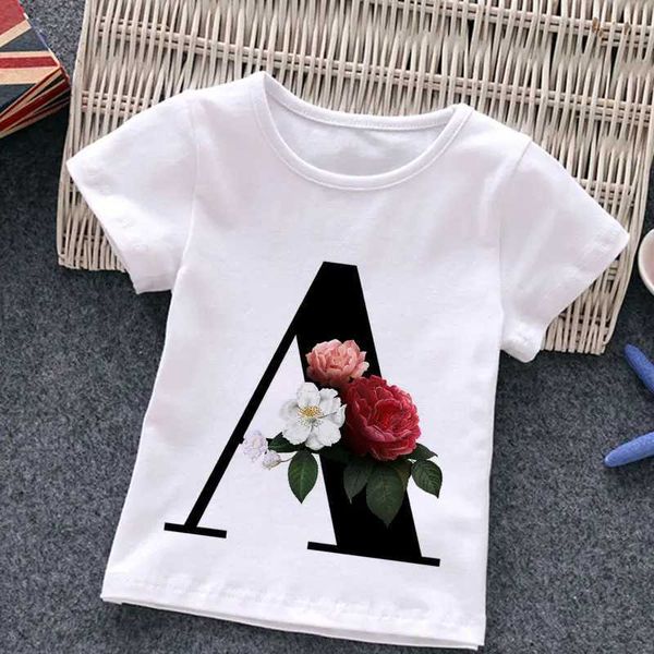 Magliette unisex estate nuova maglietta alla moda alfabeto t-shirt harajuku retry boys t-shirt fiore elemento di fiore bellissimo per bambini rotondo t-shirtl2405