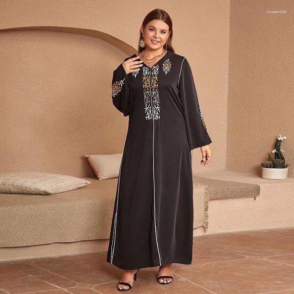 Ethnische Kleidung muslimische Kleider bestickt Satin Lose Robe Dubai Kapuze Sommer Eleganter Nahen Osten Burka Eid Abaya Marokkan 2024