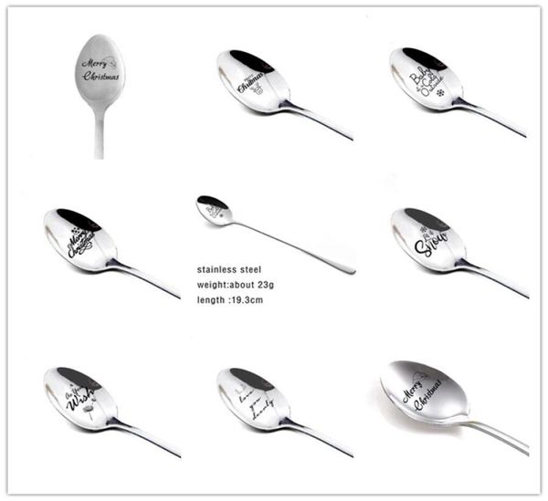 Spoons Metal Merry Christmas Spoon Weihnachtsparty Tabelle Ornamente Dekorationen für Home Table Navidad Noel Geschenk WY3316729011