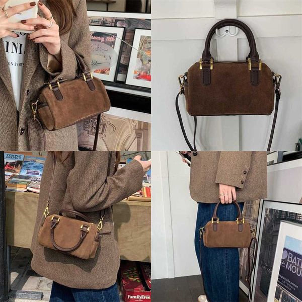 Senhoras da noite coreana Boston Bags Versão de outono e camurça de inverno ombro diagonal cruzado travesseiro de bolsa pequena tendência feminina portátil