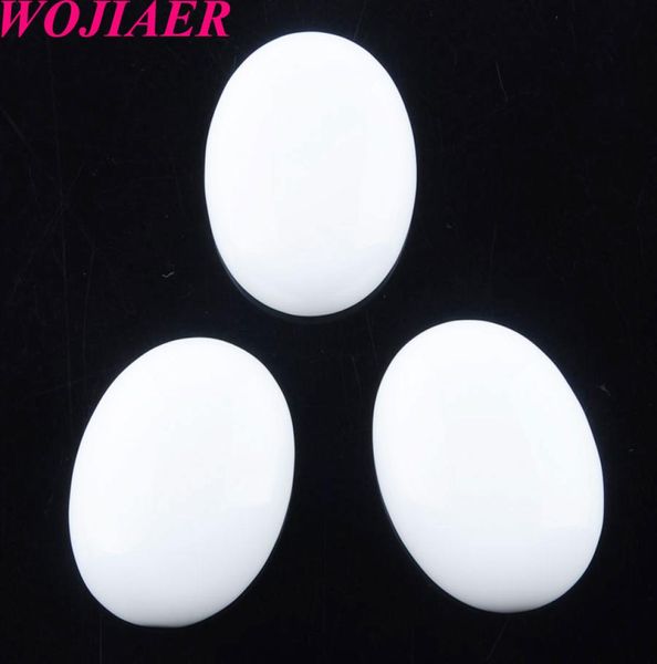 Wojiaer Natural White Jade Gemstone perline ovale Cabochon Cabina senza buco 22x30x7mm per gli orecchini che producono accessori per gioielli U81095878725