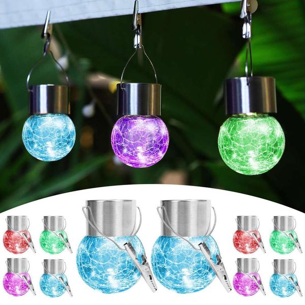 Mlknk Lichter außerhalb der Dekorationen Outdoor Crackle Glass Ball Hanging Solar Lantern mit Haken 10 Pack für Garten Yard Tree Balkon Patio Party Urlaub Dekoration