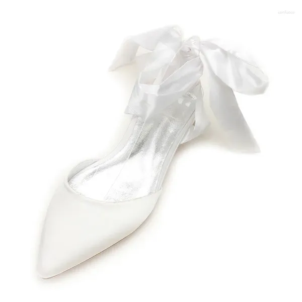 Scarpe casual Comfort Flat Satin Satin Women Pointed Rabbon Cravatta da ballo da ballo Formale Festa da sposa Abito da festa da sposa