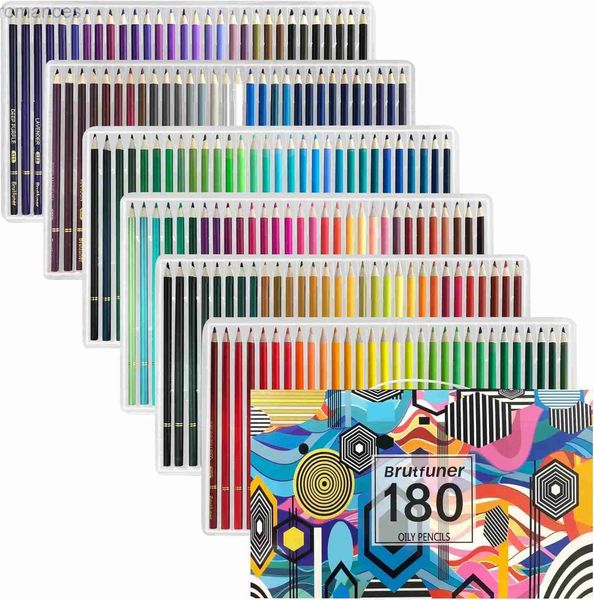 Matite 180 matite color olio libri da colorare per adulti mobili parappituti arte e forniture artigianali regali per bambini d240510