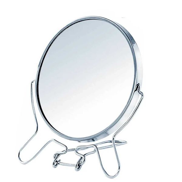 Kompakte Spiegel Make-up-Spiegel 4-Zoll-kreisförmiger 360 Grad rotierender 2-seitiger Schusswechselglas-Gla-Edelstahl-Make-up Q240509