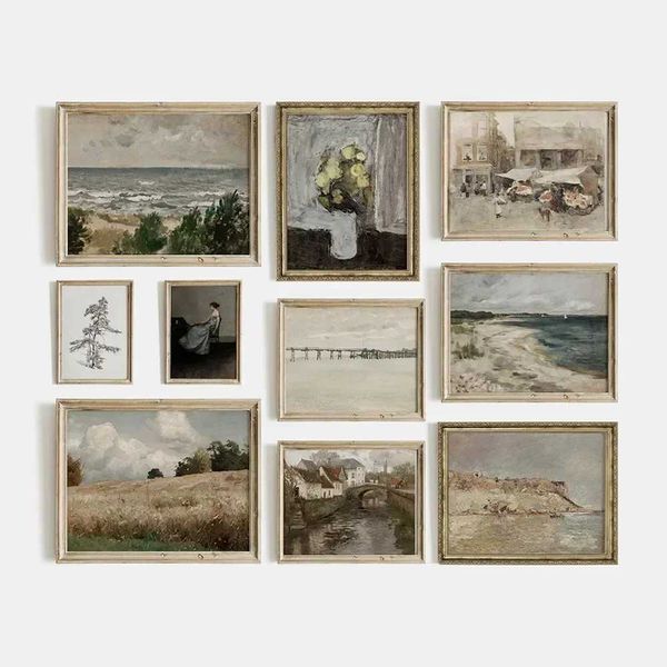 Pers Vintage Gallery Wall Art Canvas Живопись антикварной ретро и печатным нефтяным ландшафтом Постой