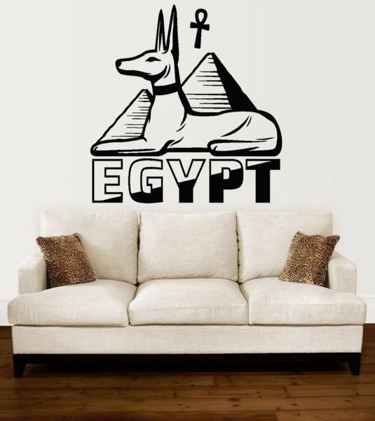 Adesivos de parede da pirâmide para o quarto de crianças egypt Deus anubis antigo decalque egípcio de vinil para a sala de leitura auto -fossa1016676