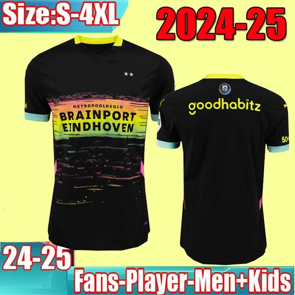 S-4xl 24 25 Eindhoven Awet Soccer Maglie per bambini Kit 2024 2025 Hazard Fabio Silva Home Men Kids It Football Shirts Kids Set Kits per adulti