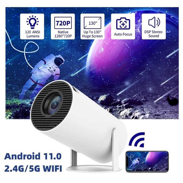 Проекторы HY300 Pro 4K Intelligent Projector Portable Mini 1080p Wifi 200ansi Allwinner H713 TV Home Theatre HDMI Android 11.0 Проектор J240509