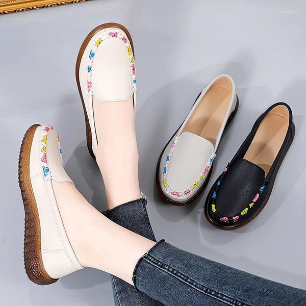 Sapatos casuais edição coreana de bean feminino Footwear Mom da mãe Little White Soft Top Sole Sapato