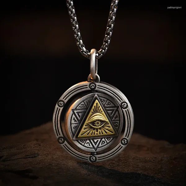 Anhänger Halsketten alte ägyptische Horus Auge Gottes Halskette Männer und Frauen Geschenk Retro Rotatable Pentagramm Pullover Kette Punkschmuck