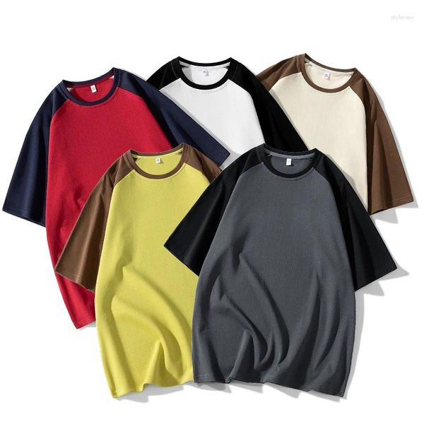 Magliette da uomo Summer American American Retro Half manica T-shirt O-Neck Raglan Tshirt Mens Fashion Simple Casual Sport Top