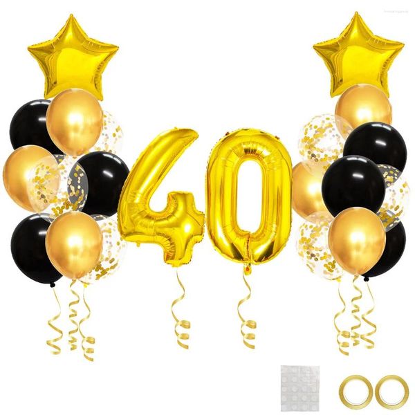 Decorazione per feste 25 pezzi oro neri palloncini misti decorazioni di 40 anni di compleanno di 40 anni uomo donna decorativo anniversario