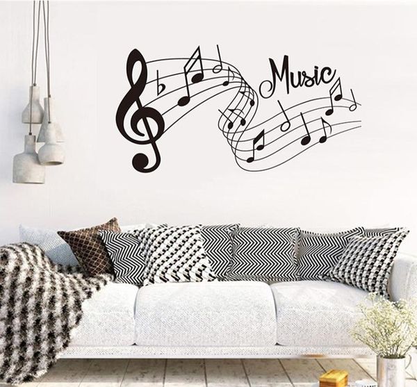 Adesivos de parede músicas de arte de moda canções de som notas de melodia decalques de parede de parede quarto decoração de sala de estar de decoração de sala2025170816