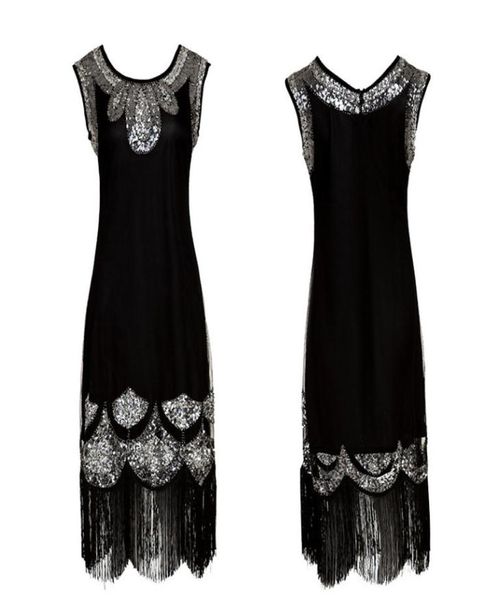 Vestido elástico preto midi vestido mulheres 1920s vintage miçangas marchas flapper vestido gatsby tunic top shift vestido 9629055