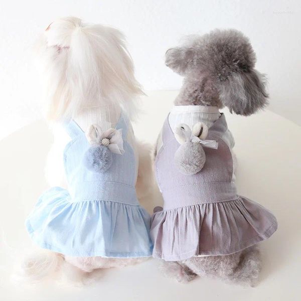 Hundekleidung blau graue Farben Kleid für kleine Hunde Frühling/Sommermilch Planet Eleganter Rock süße Haustierkleidung Katze