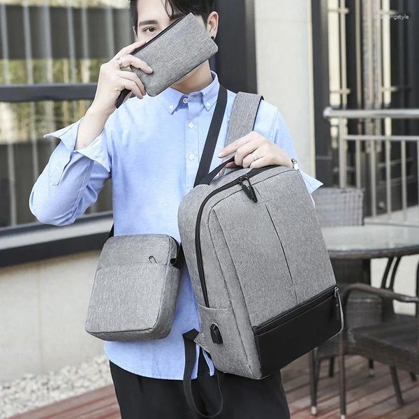 Backpack Boy Unisex Reisen Oxford Stoff Laptop Computerbuch Tasche große Kapazität USB -Schnittstelle Schulter -Radfahren Mann