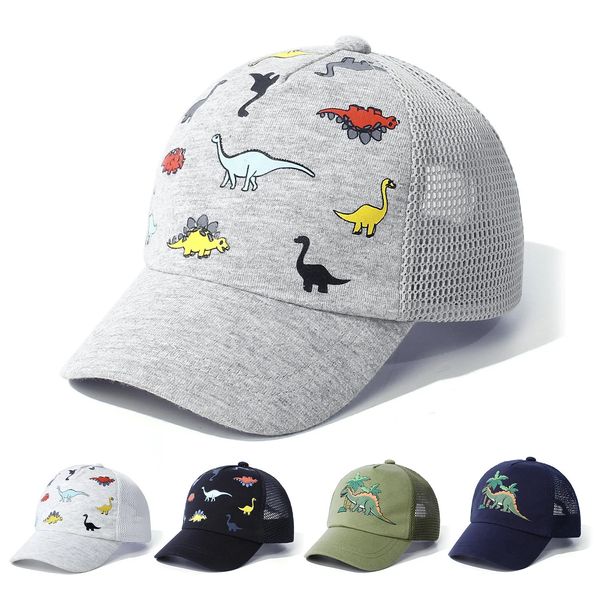 Yaz Kids Beyzbol Kapağı Bebek Karikatür Baskılı Dinozor Güneş Koruyucu Şapka Ayarlanabilir Açık Dış Mekan Sıradan Nefes Alabilir Hızlı Kurutma Kafası 240510