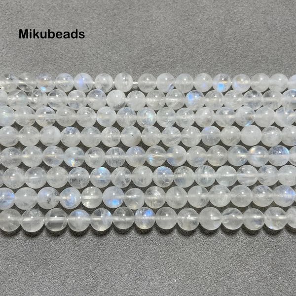 Wholesale Natural 6-6,5 mm AAAA Rainbow Moonstone liscio perle sciolte rotonde per preparare gioielli MIKUBEADS CACCOLA DI PACCOLA DIY 240510