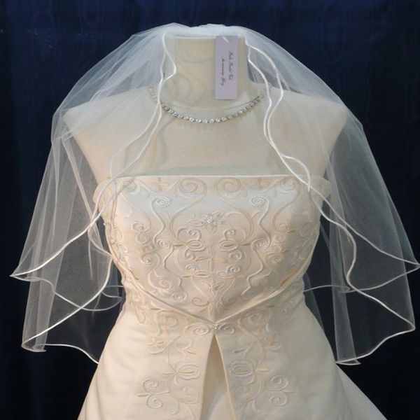 Melhor venda whtie marfim wedding véu véu de cotovelo de cotovelo de fita véu de noiva com pente 235a
