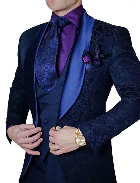 Abiti da uomo Jacquard Abito da sposa Business Lo smoking floreale per feste per feste per feste pantaloni