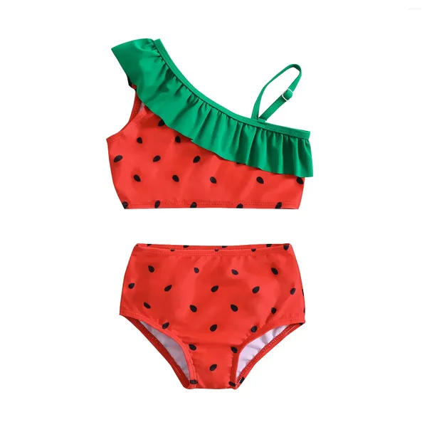 Moda de banho feminina 2pcs Baby Girl Polka Dots Decoração de arco Decoração colorida de duas peças da bandeira do maiô