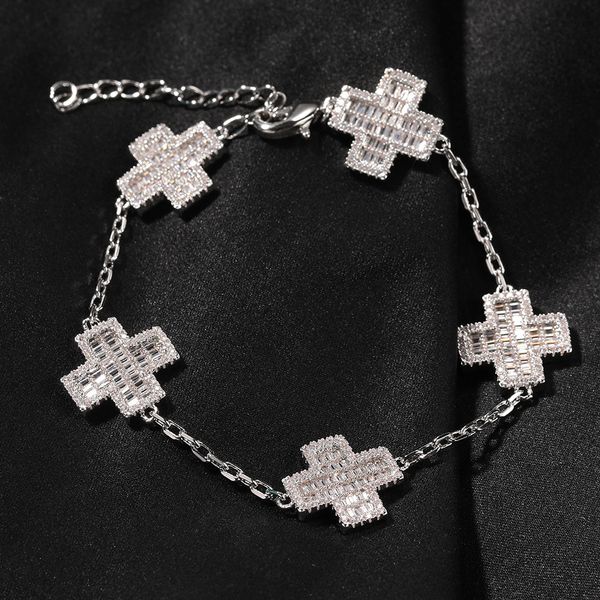 Charm Cross Chain Link Armbänder Weiß 18K Gold plattiert Frauen Männer Schmuck Geschenke