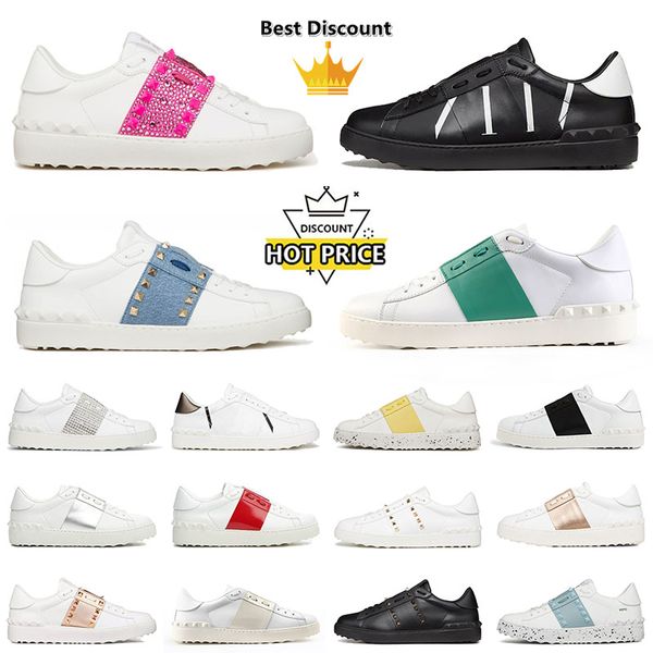 Designer de alta qualidade, tênis abertos sapatos casuais casuais vintage preto rosa rosa rosa prata multi color masculina meminina mocassins tênis de esportes andando caminhando