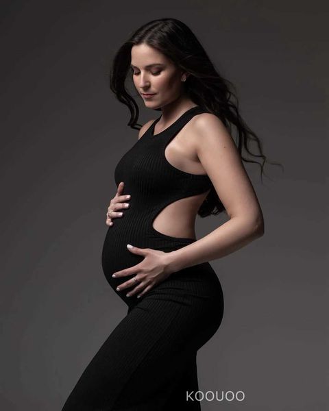 Горничные платья для беременных для фотосессии сексуальная сторона вырезана, открытая без спинка, макси -платье, детское, вечеринка, беременная женщина одежда T240509