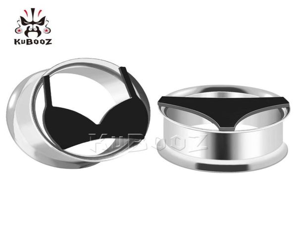 Tappi per le orecchie del logo in bikini in acciaio inossidabile kubooz tunnel gioielli per piercing per piercing garings espansori 825mm 48pcs1580134