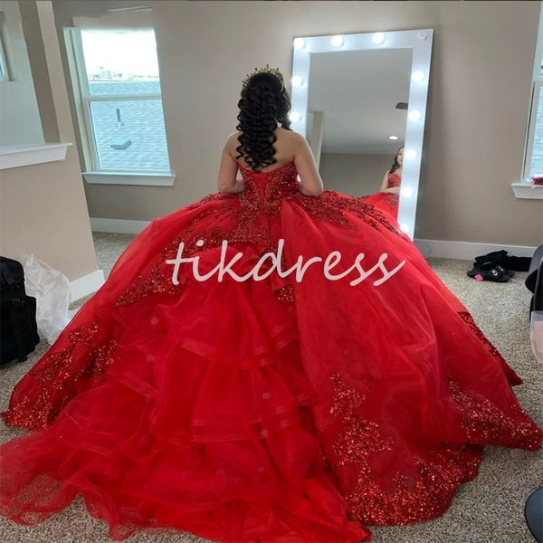 Eleagnt Red Sequin платья Quinceanera 2024 Роскошные мимолеты.