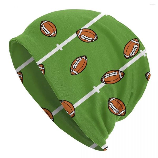 Berets Amerikaner Fußball Seamless Doodle Line Beanies Skullies Rugby Art Cap Men Grafikdruck Hut Weihnachtsgeschenk