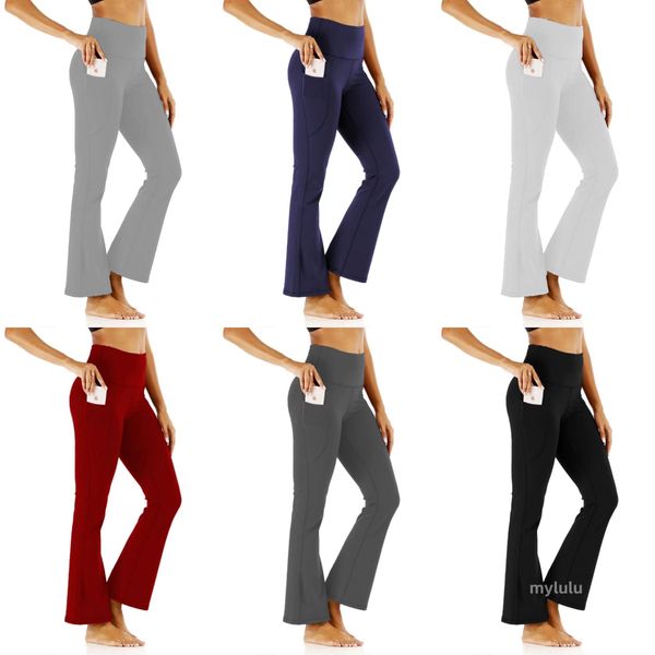 Leggings Lu Allinea leggings vacifici ampi ampiamente con i pantaloni da donna ad alta vita da donna in palestra slim tasche ad allenamento vestiti da palestra da palestra lady outdoor sportspiders outfit