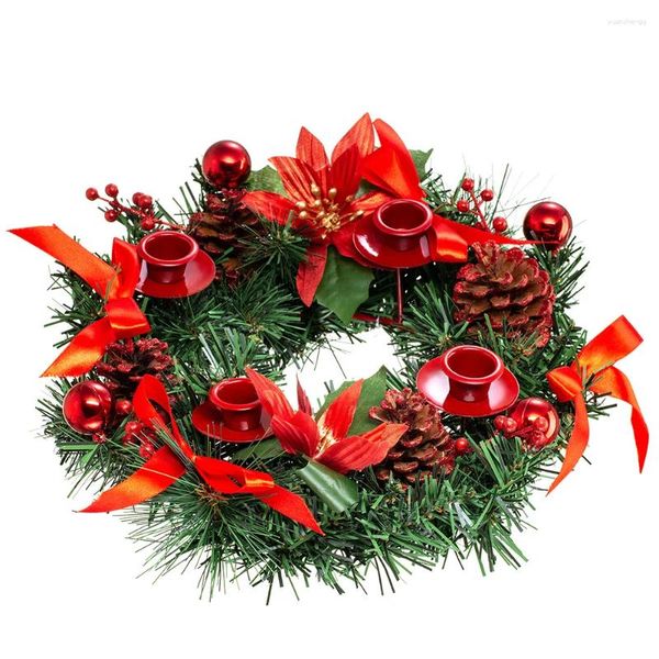 Titulares de vela Christmas Wreath Candlestick Pine Cone Garland Garlands Simulação de férias