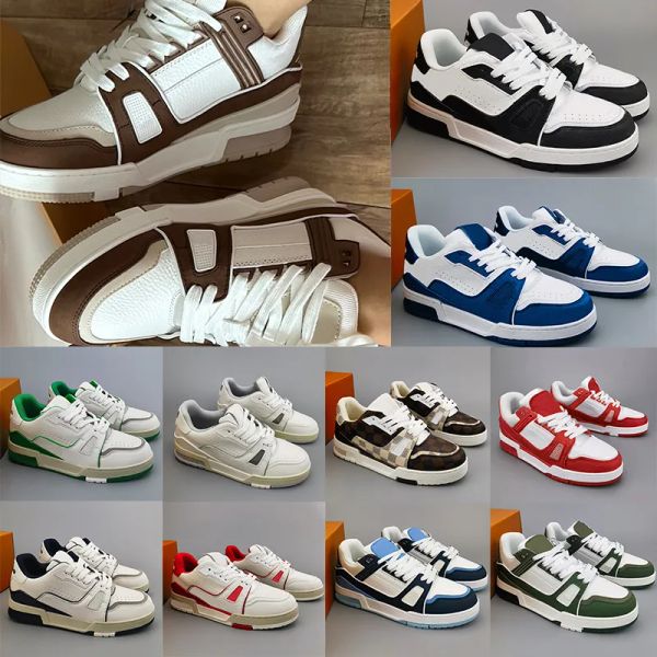 2024 Дизайнерские мужчины кроссовки Virgil Trainer Casual Shoes с низкой телячьей кожа Abloh White Green Red Blue Platform