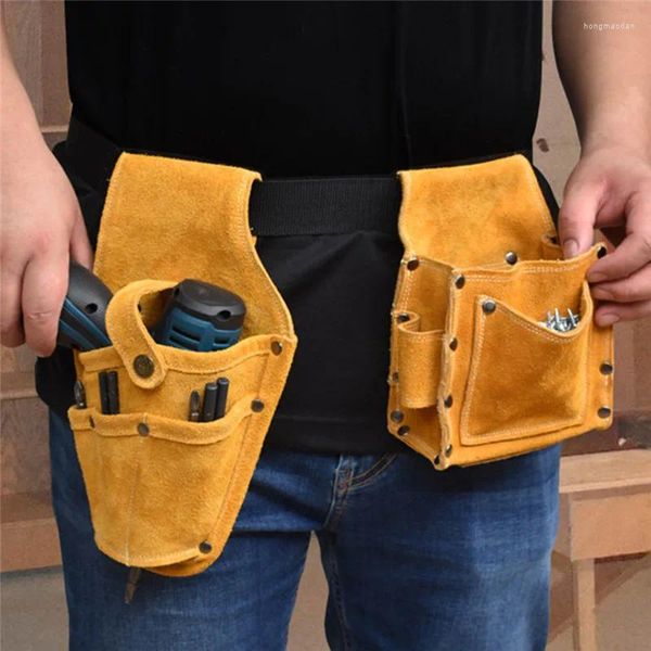 Aufbewahrungstaschen Cowhide Bohrer Holster Taille -Symbollbeutel langlebiger elektrischer Gürtelbeutel mit Kraftschraubendreher