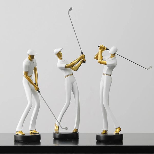 Kreative Golferfiguren abstrakt Einfacher Farbgolfplayer Model Ornament Sporting Style Dekor moderne Heimdekorationsartikel 240430