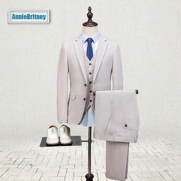 Abiti da uomo in avorio wedding per uomo giacca estiva casual slim fit da 3 pezzi smoking da sposa personalizzata balla ballatura Terno Masculino