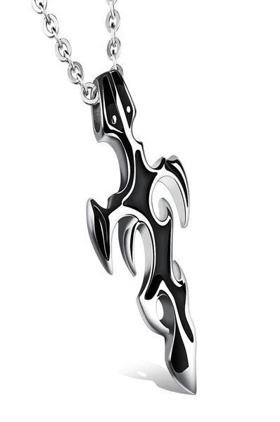 Colar de símbolo de espada de estilo chinês para homens cruzar jóias de titânio colar de aço cowboy anti -alergia namorado presente3655408