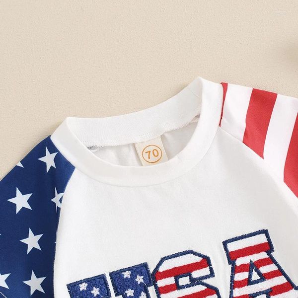 Комплекты одежды Baby Boy 4 июля наряд USA с короткими рубашками USA