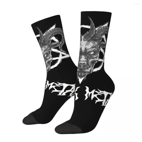 Meias masculinas engraçadas Happy Devil Head Retro Harajuku pesado Black Metal Metal Hip Hop Novelty Crewless Crazy Sock Presente